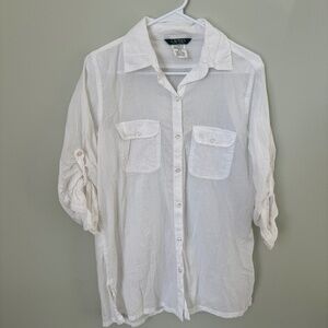 Ralph Lauren classic white cotton button up shirt blouse Small S